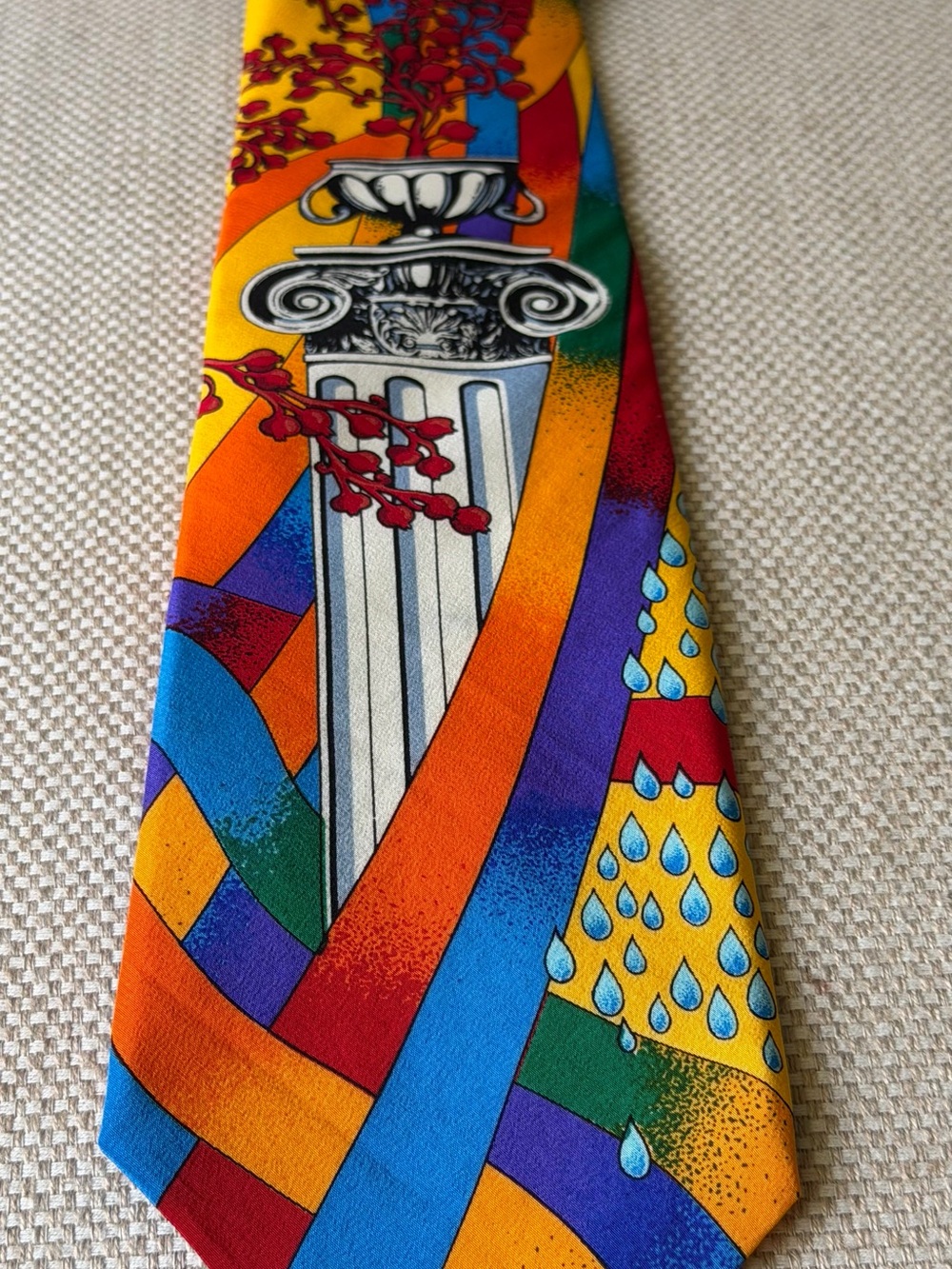 Rush Limbaugh- Multicolor Column Motif Silk Tie — Vibrant Yellow Base